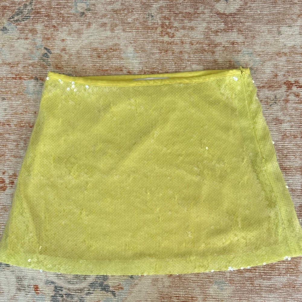 ZARA yellow sequin mini skirt